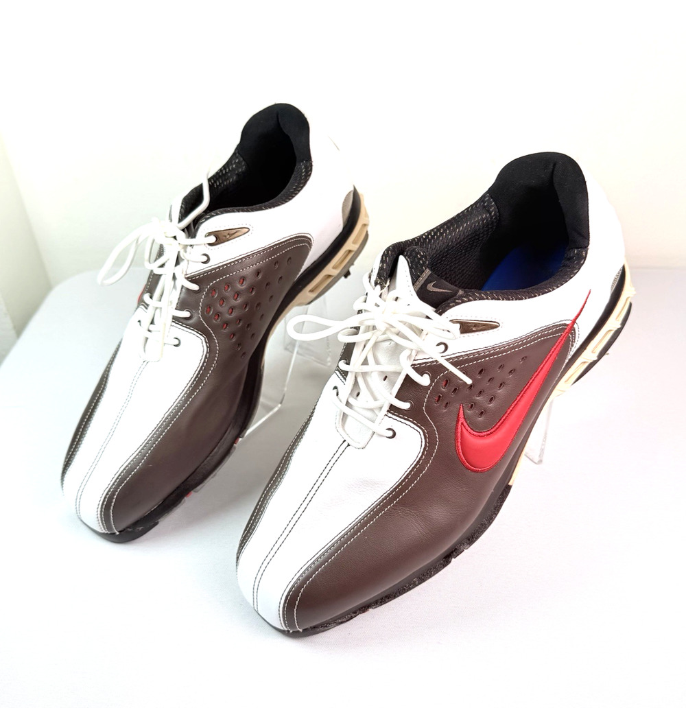 Men's Nike Air Zoom Elite Brown White & Red Golf Shoes 317478-162 Size 10